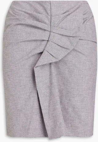Ines houndstooth cotton and linen-blend mini skirt