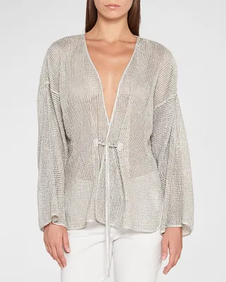 Woven Metallic Leather Jacket
