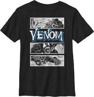 Boy's Marvel Venom Comic Panels T-Shirt - Black - Small