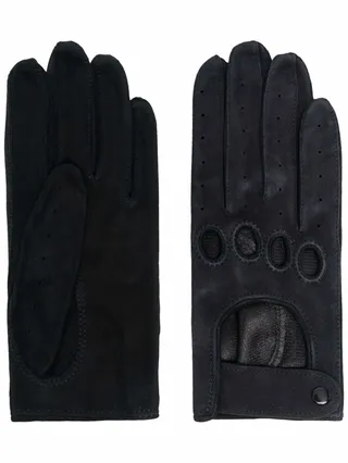 Cut Out-Detail Suede Gloves