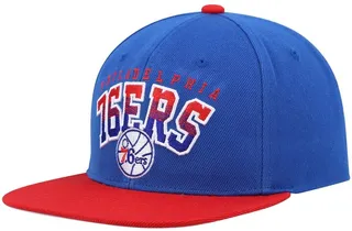 Men's Mitchell & Ness Royal and Red Philadelphia 76ers Hardwood Classics Gradient Wordmark Snapback Hat
