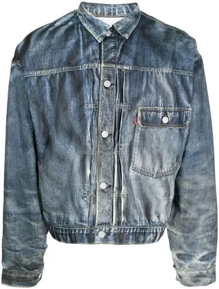 Faded Denim Button-Up Jacket