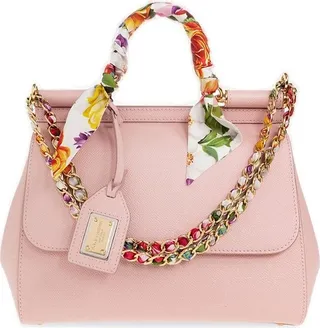 Dolce & Gabbana Logo-Plaque Scarf-Trim Tote Bag