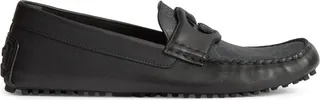 Square-Toe Leather Loafers