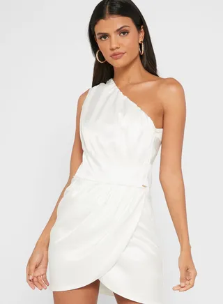One Shoulder Pleated Dress