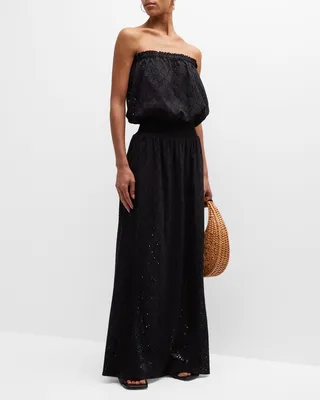 Vesper Strapless Eyelet Maxi Dress