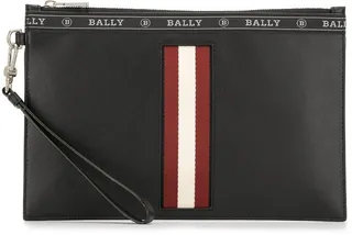 Logo Tape Zipped Clutch Bag