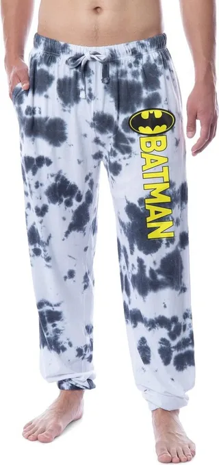 DC Comics Men's Batman Granite Tie Dye Bat Logo Sleep Jogger Pajama Pants (XXXL) Multicoloured