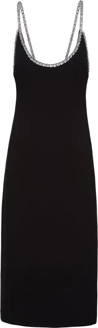 Crystal-Embroidered Midi Dress
