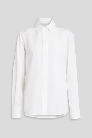Cutout cotton-poplin shirt