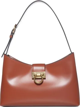 Salvatore Ferragamo Trifolio Logo Engraved Shoulder Bag
