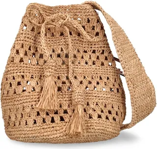 Beach Bucket woven shoulder bag