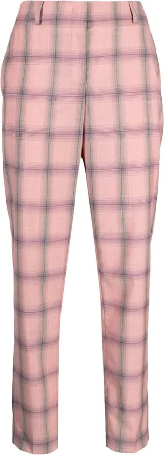 Plaid-Pattern Straight-Leg Trousers