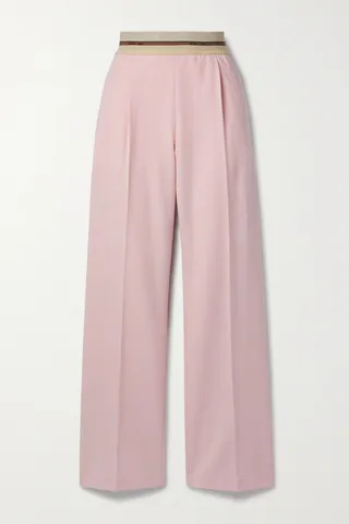 Helmut Lang - Pleated Jacquard-trimmed Stretch-twill Straight-leg Pants - Pink