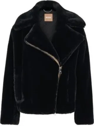 Faux-fur jacket with logo lining