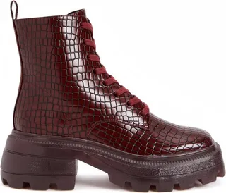 Katy Perry The Geli Combat Croco Emboss Boot - Burgundy