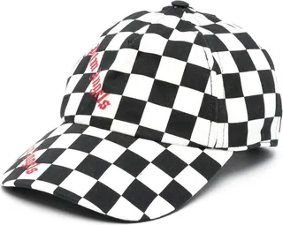 Damier checked logo-print cap