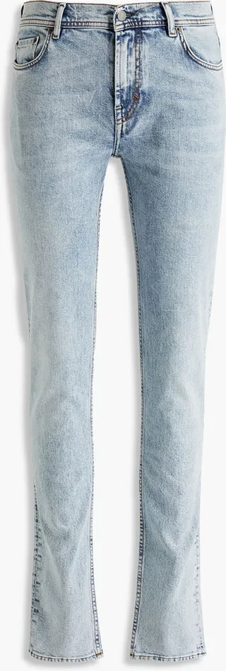 Skinny-fit faded denim jeans