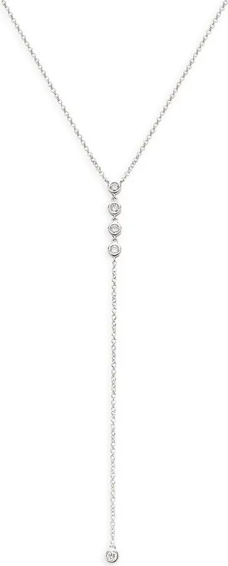 14K White Gold & 0.26 TCW Diamond Y-Necklace