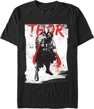 Men's Marvel Thor Paint Splatter Print T-Shirt - Black - 2X Large