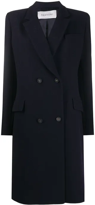 Peak-Lapel Double-Breasted Coat