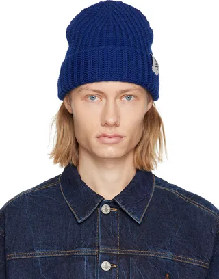 Vivienne Westwood Blue Logo Patch Beanie