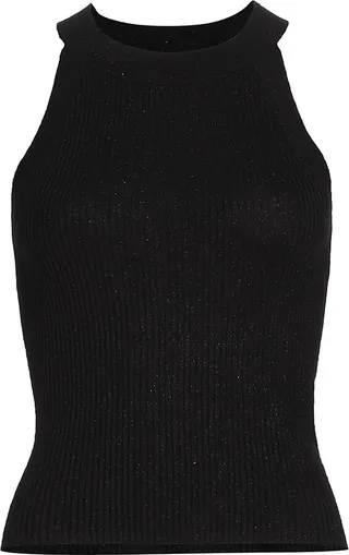 Cut-Away Rib-Knit Cashmere Top