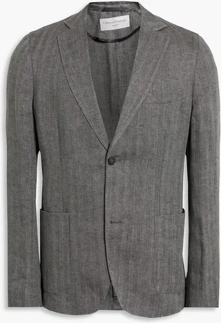 Lightest herringbone linen blazer