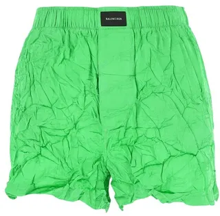 Balenciaga Crease-Effect Logo Patch Shorts