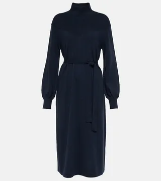 Caitlin belted wool midi dress