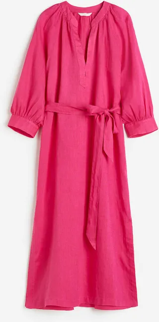 Linen Tie-belt Dress