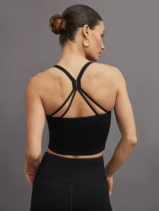 Ribbed Cami Bra - Black