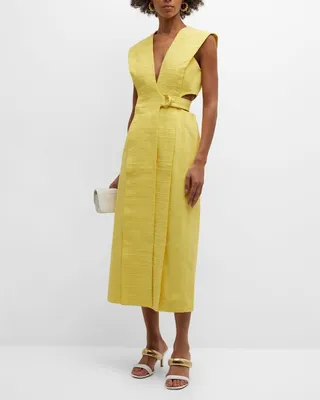 Shefford V-Neck Cut-Out Midi Dress