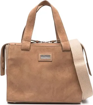 Suede And Canvas Tote Bag