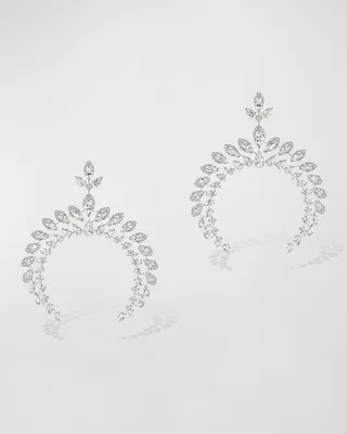 Desert Bloom 18K White Gold Diamond Crescent Earrings