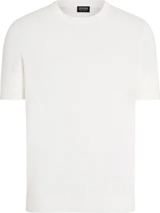 fine knit short-sleeve T-shirt