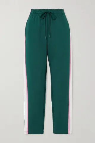 The Upside - Franca Striped Organic Cotton-jersey Track Pants - Green