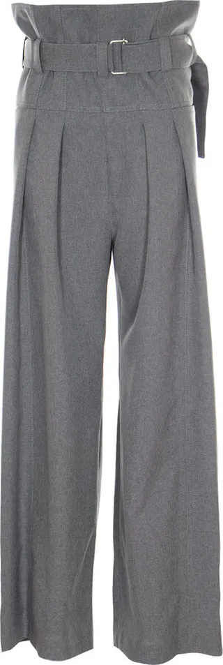 High-waist Belted Plain Trousers