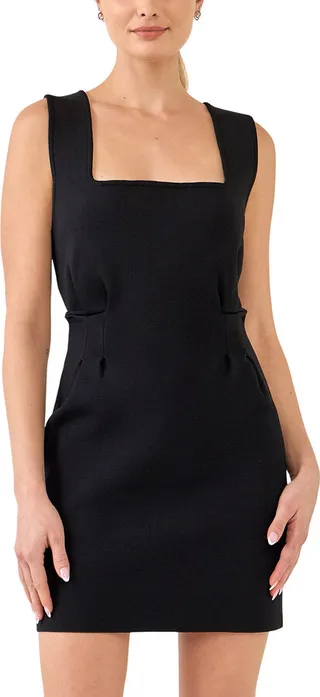 Square Neckline Bodycon Knit Dress