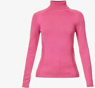 Falke Ergonomic port ystem Womens Radiant Orchid Turtleneck Contrasting Knitted Jumper