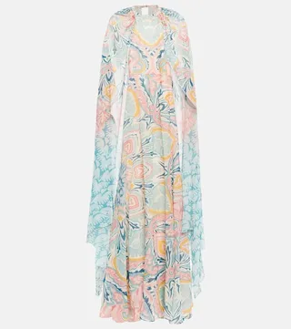 Printed silk gown