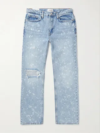 The Boxy Straight-Leg Distressed Paint-Splattered Jeans