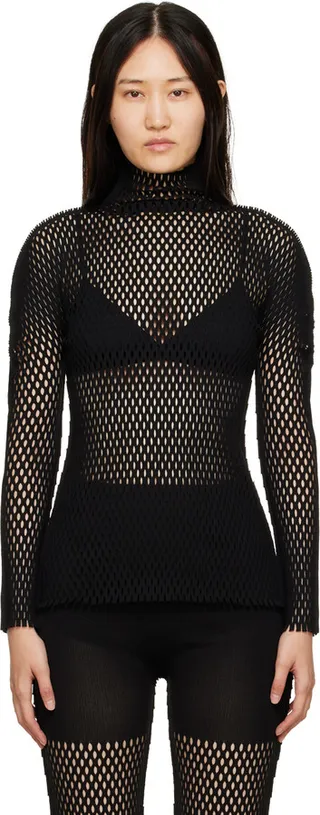 Issey Miyake Black Seed Mesh AP Turtleneck