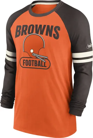 Nike Men's Dri-FIT Historic (NFL Cleveland Browns) Long-Sleeve T-Shirt in Orange