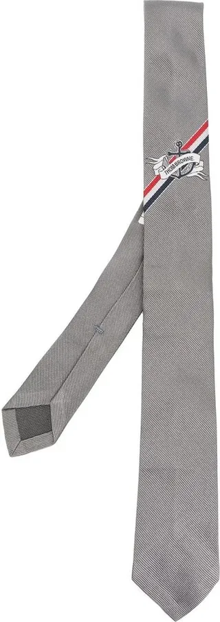 Anchor-embroidered silk tie