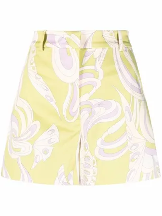 Farfalle-print tailored mini shorts