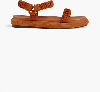 Puglia ruched suede platform slingback sandals