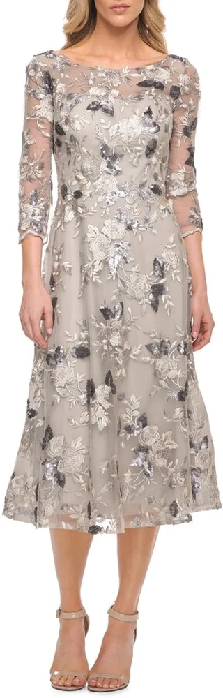 Embroidered Lace Fit & Flare Dress