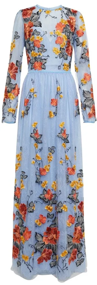 Liana floral-embroidered lace gown