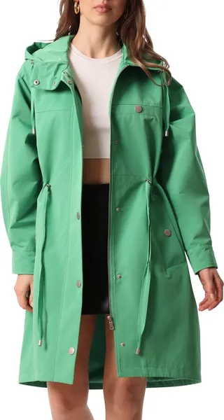 Cinch Waist Anorak Hooded Rain Jacket